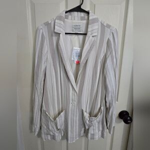 Torrid Beige and White Striped Jacket